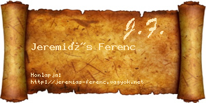 Jeremiás Ferenc névjegykártya
