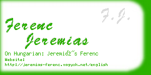 ferenc jeremias business card